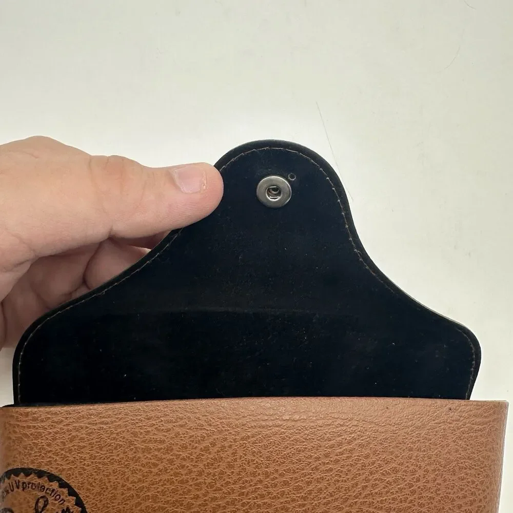 Lot of 4 Authentic Ray-Ban Sunglasses Cases Only Brown Tan Leather Snap Set